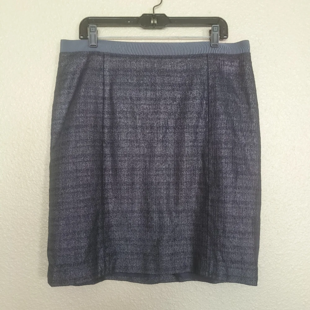 Loft ANN TAYLOR short dark blue skirt size 14 women's Cotton business office